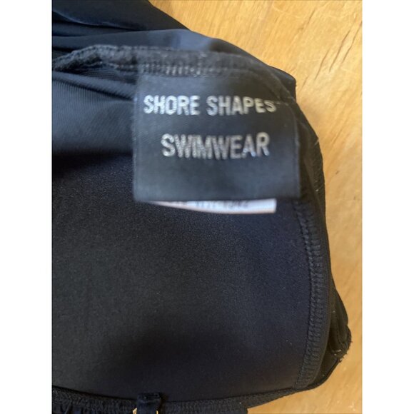 Shore Shapes Black TUMMY CONTROL TWIST BANDEAU One Piece Swimsuit SZ 16 - Picture 6 of 11